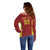 Custom Russia Football Off Shoulder Sweater Nashi Parni Khokhloma Style - Red - Wonder Print Shop