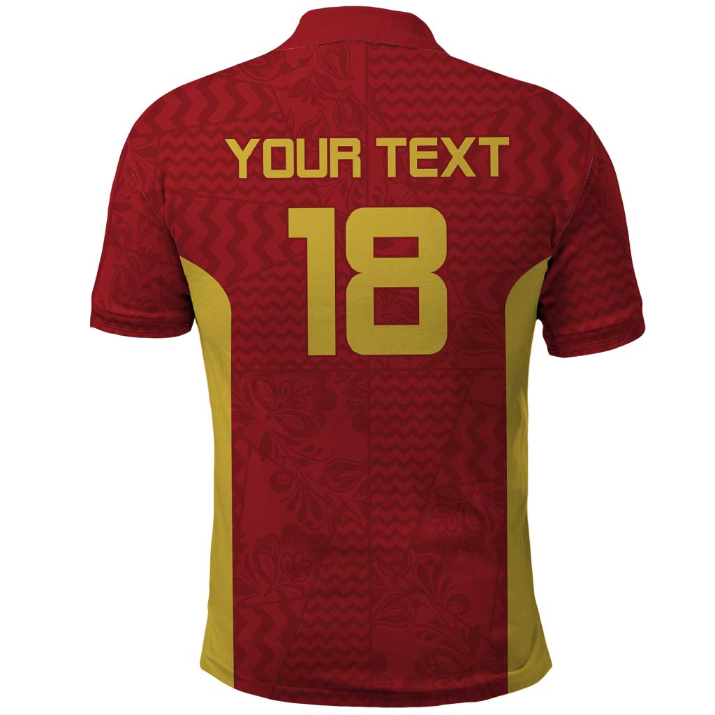 Custom Russia Football Polo Shirt Nashi Parni Khokhloma Style - Red - Wonder Print Shop