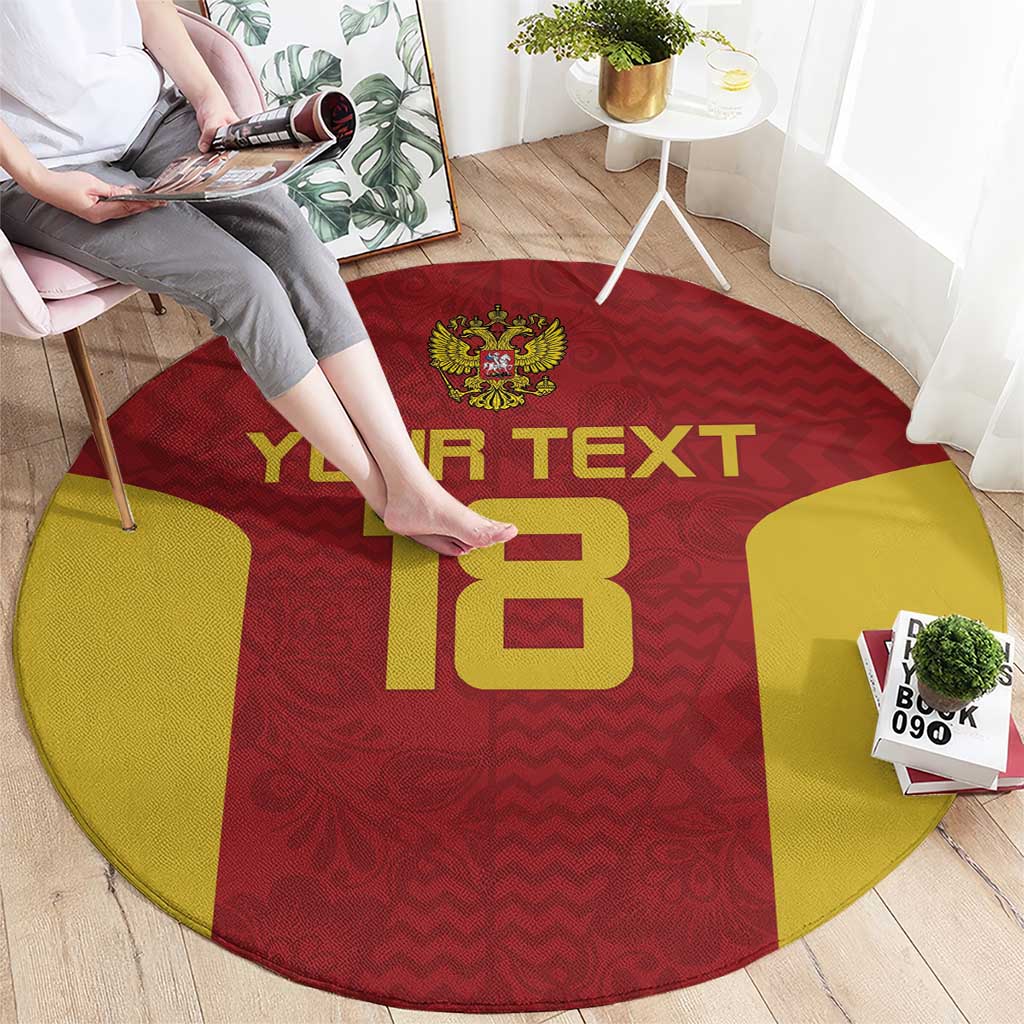 Custom Russia Football Round Carpet Nashi Parni Khokhloma Style - Red - Wonder Print Shop