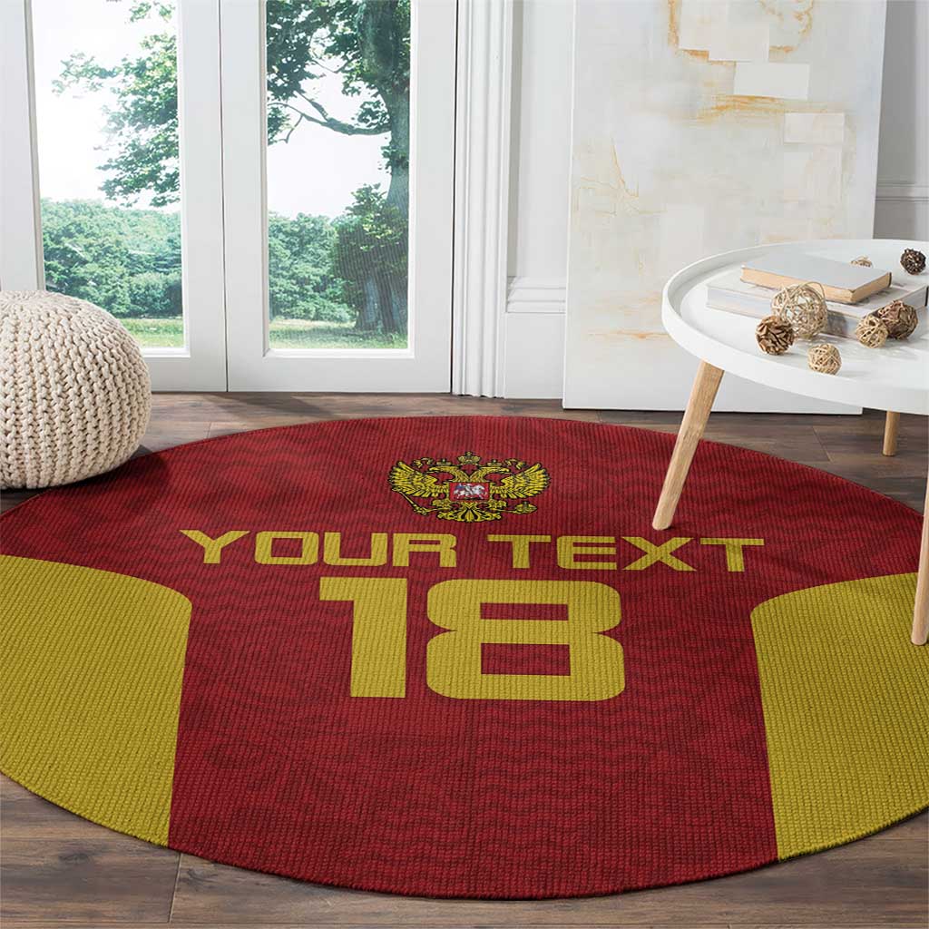 Custom Russia Football Round Carpet Nashi Parni Khokhloma Style - Red - Wonder Print Shop