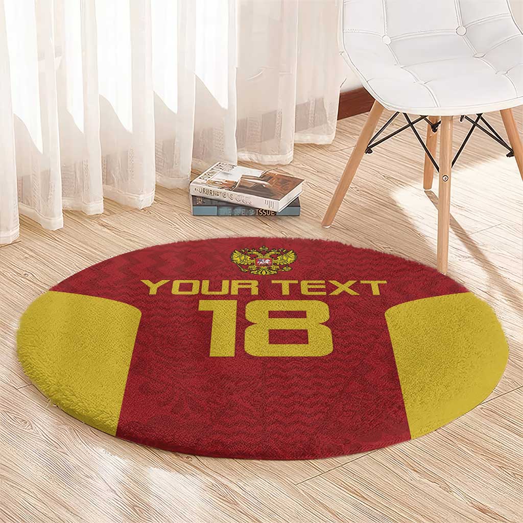 Custom Russia Football Round Carpet Nashi Parni Khokhloma Style - Red - Wonder Print Shop