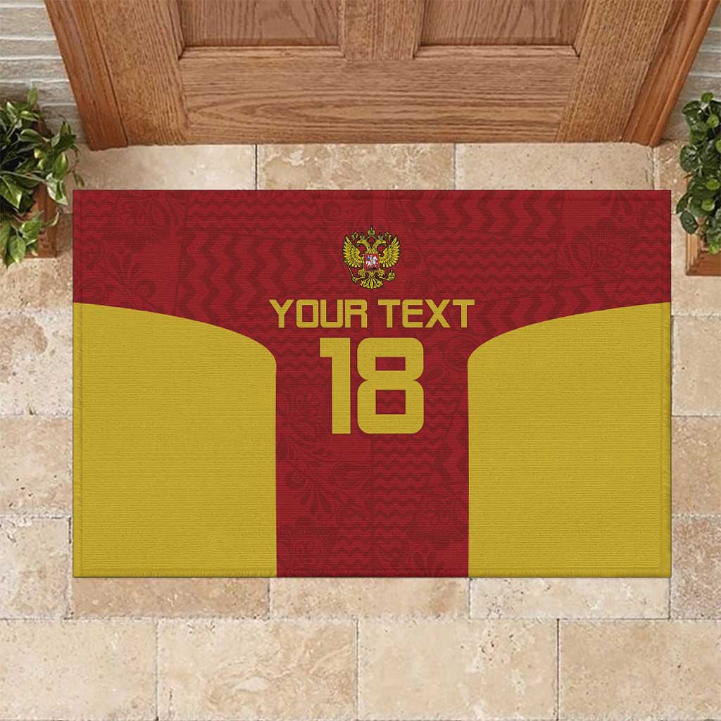 Custom Russia Football Rubber Doormat Nashi Parni Khokhloma Style - Red - Wonder Print Shop