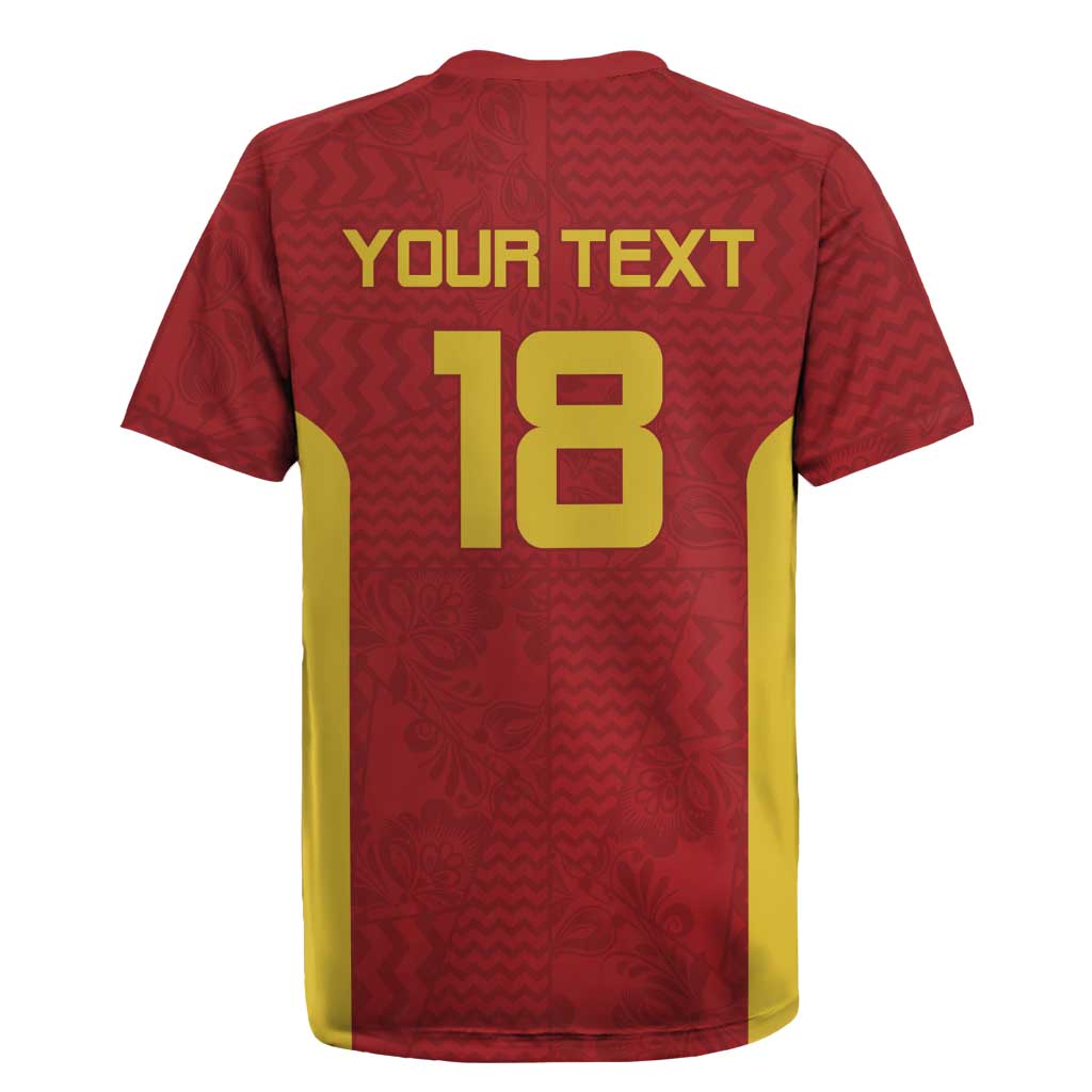 Custom Russia Football Rugby Jersey Nashi Parni Khokhloma Style - Red - Wonder Print Shop