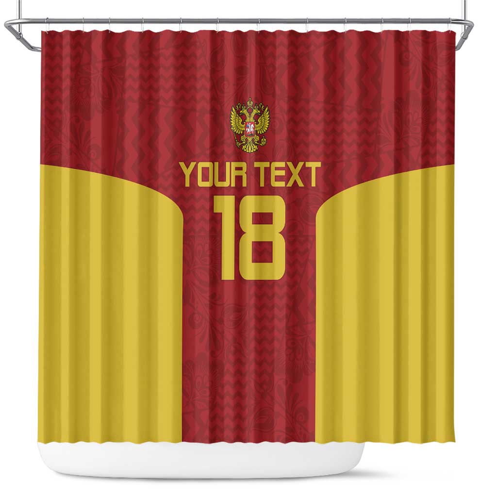 Custom Russia Football Shower Curtain Nashi Parni Khokhloma Style - Red - Wonder Print Shop