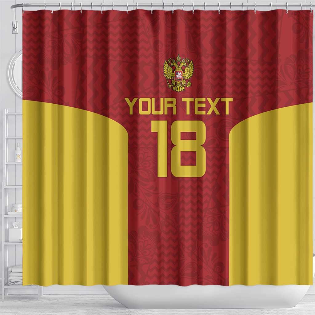 Custom Russia Football Shower Curtain Nashi Parni Khokhloma Style - Red - Wonder Print Shop