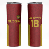 Custom Russia Football Skinny Tumbler Nashi Parni Khokhloma Style - Red - Wonder Print Shop