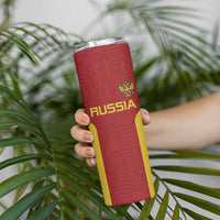 Custom Russia Football Skinny Tumbler Nashi Parni Khokhloma Style - Red - Wonder Print Shop