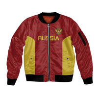 Custom Russia Football Sleeve Zip Bomber Jacket Nashi Parni Khokhloma Style - Red - Wonder Print Shop