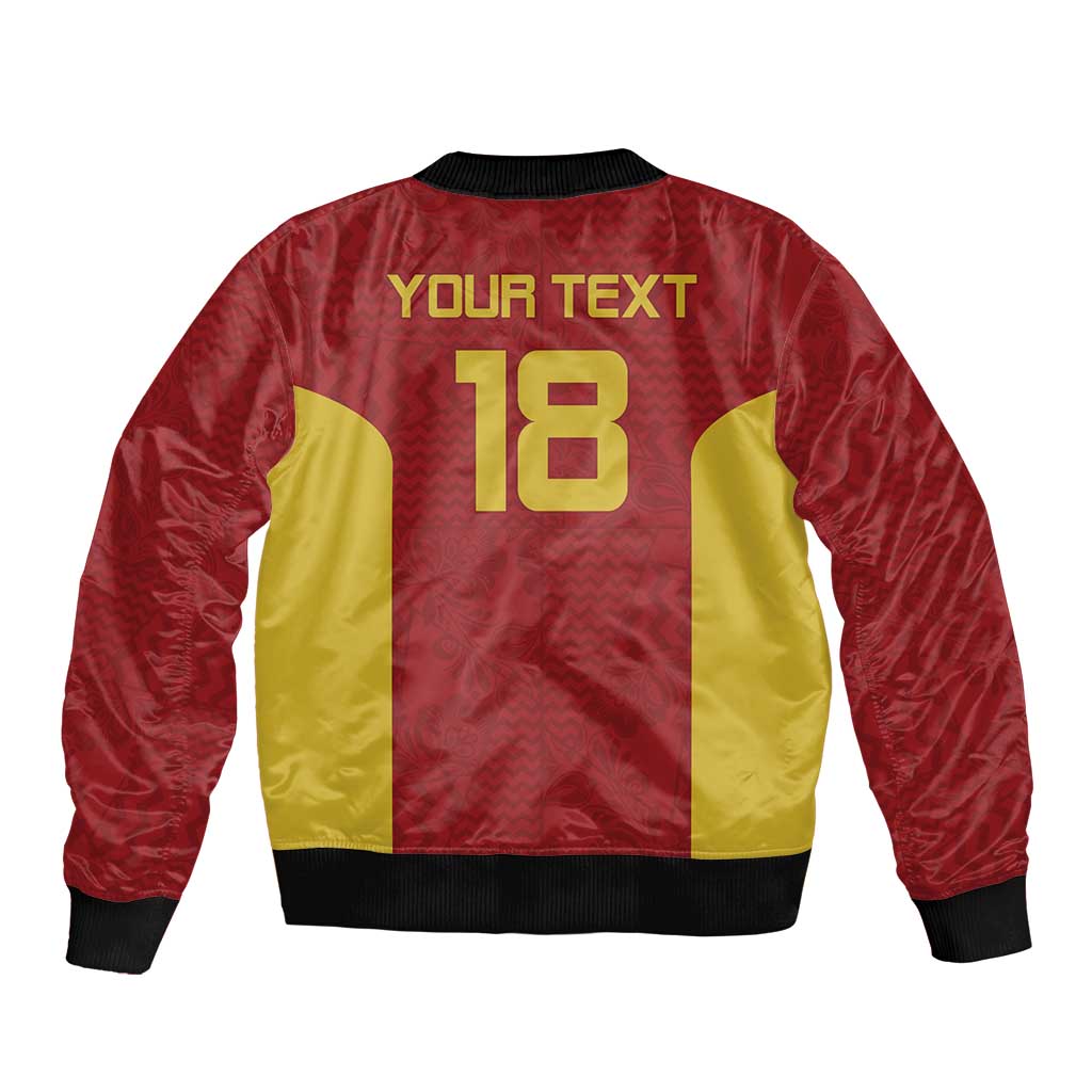 Custom Russia Football Sleeve Zip Bomber Jacket Nashi Parni Khokhloma Style - Red - Wonder Print Shop