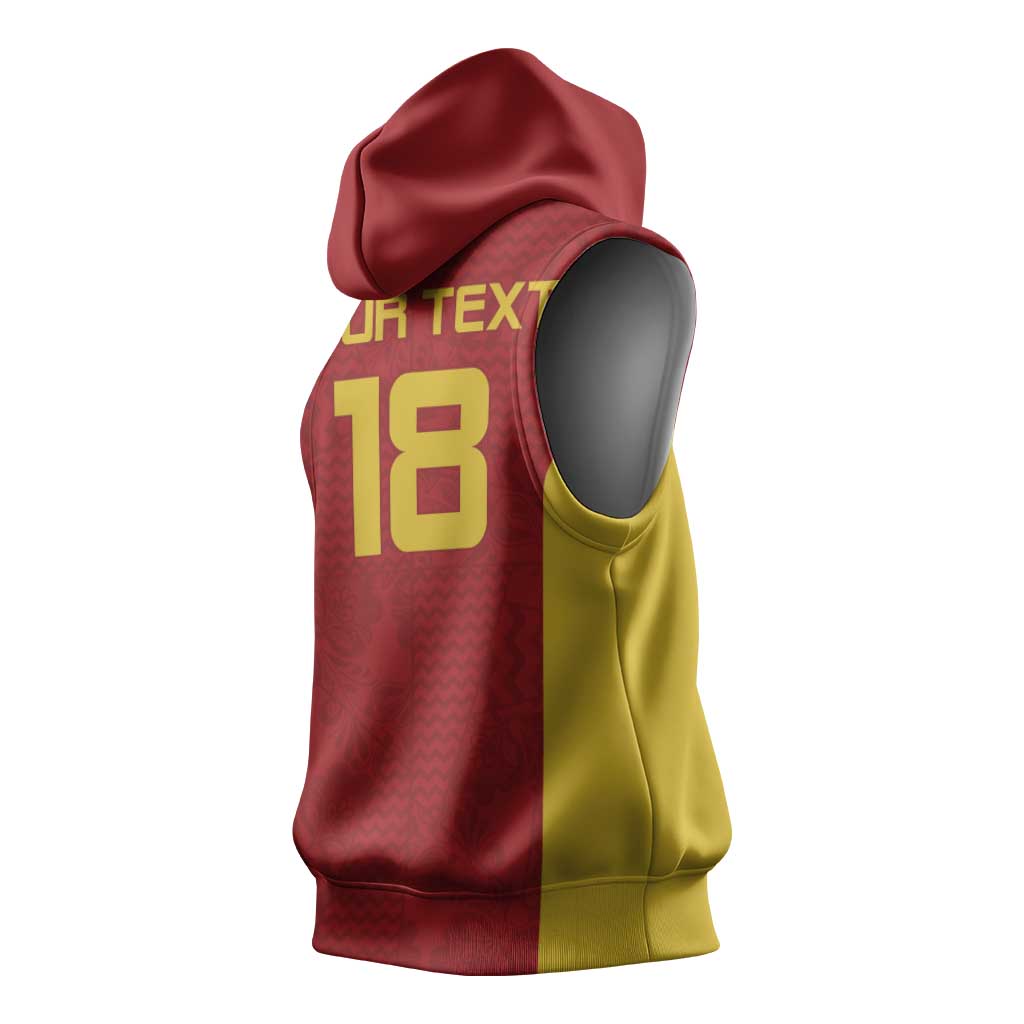 Custom Russia Football Sleeveless Hoodie Nashi Parni Khokhloma Style - Red - Wonder Print Shop