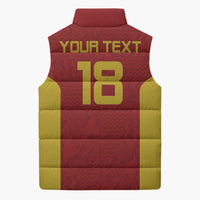 Custom Russia Football Sleeveless Puffer Jacket Nashi Parni Khokhloma Style - Red - Wonder Print Shop