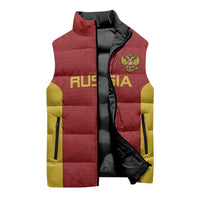 Custom Russia Football Sleeveless Puffer Jacket Nashi Parni Khokhloma Style - Red - Wonder Print Shop