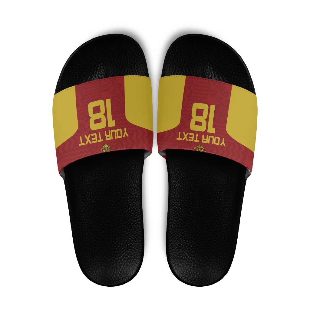 Custom Russia Football Slide Sandals Nashi Parni Khokhloma Style - Red - Wonder Print Shop