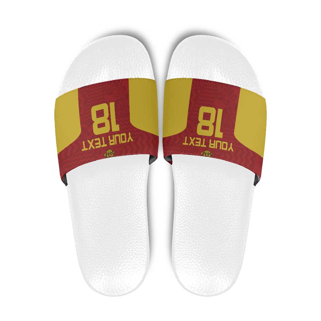 Custom Russia Football Slide Sandals Nashi Parni Khokhloma Style - Red - Wonder Print Shop