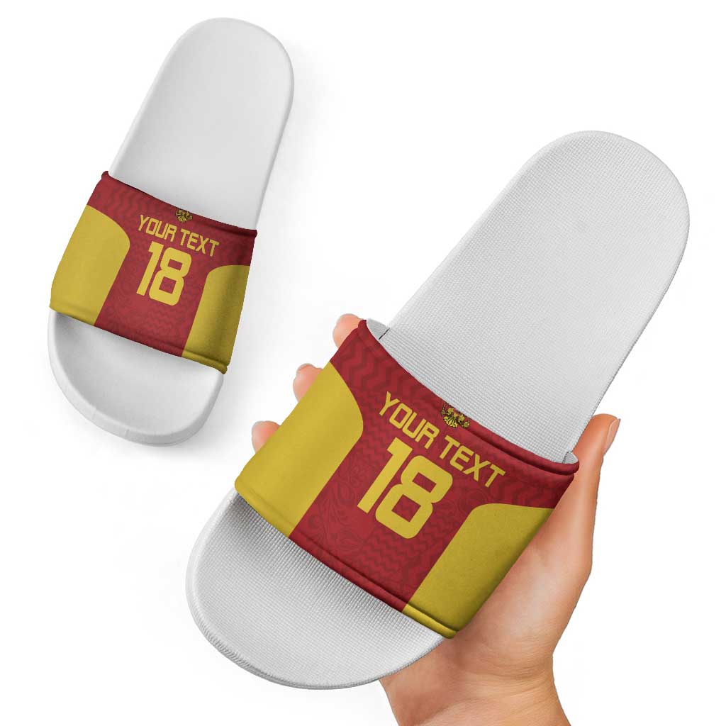 Custom Russia Football Slide Sandals Nashi Parni Khokhloma Style - Red - Wonder Print Shop