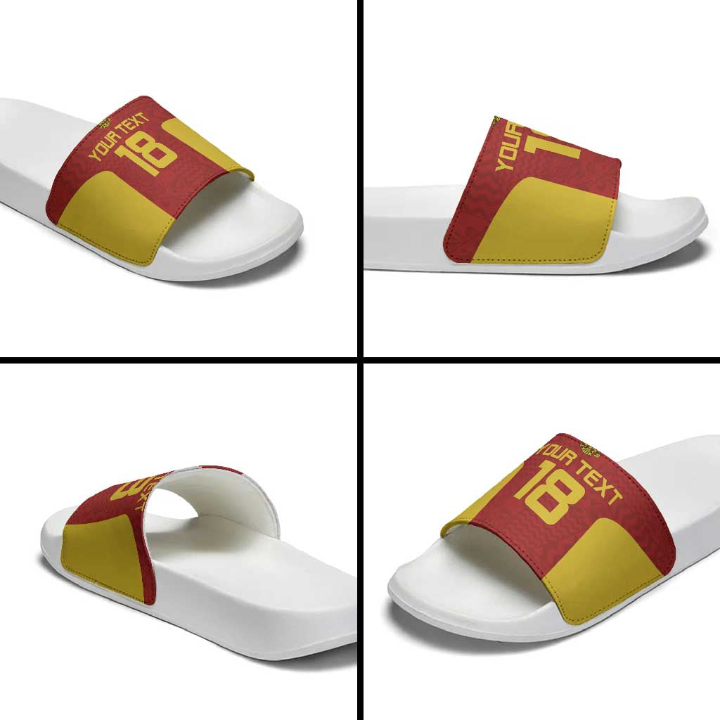 Custom Russia Football Slide Sandals Nashi Parni Khokhloma Style - Red - Wonder Print Shop