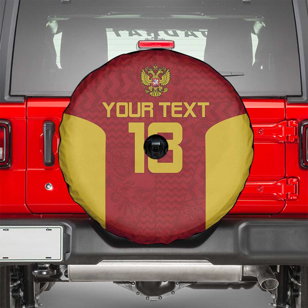 Custom Russia Football Spare Tire Cover Nashi Parni Khokhloma Style - Red - Wonder Print Shop