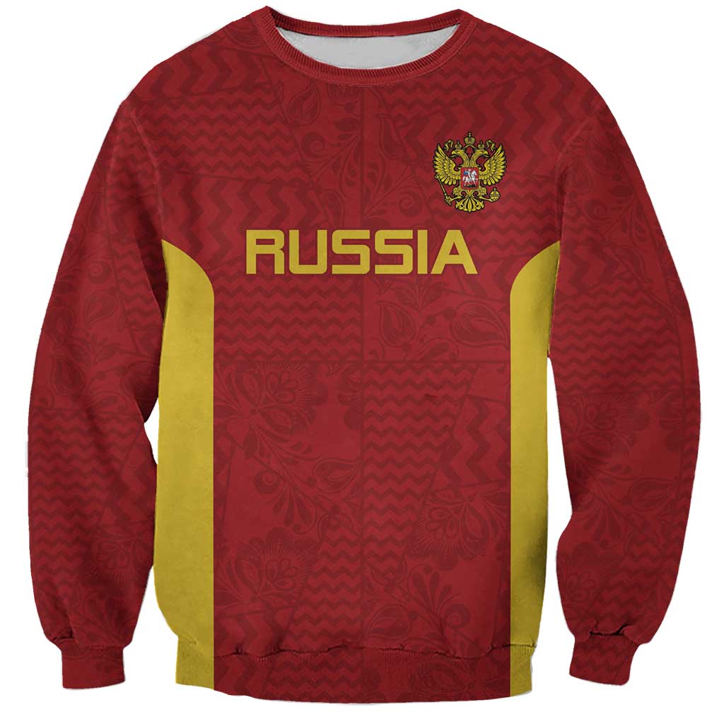 Custom Russia Football Sweatshirt Nashi Parni Khokhloma Style - Red - Wonder Print Shop