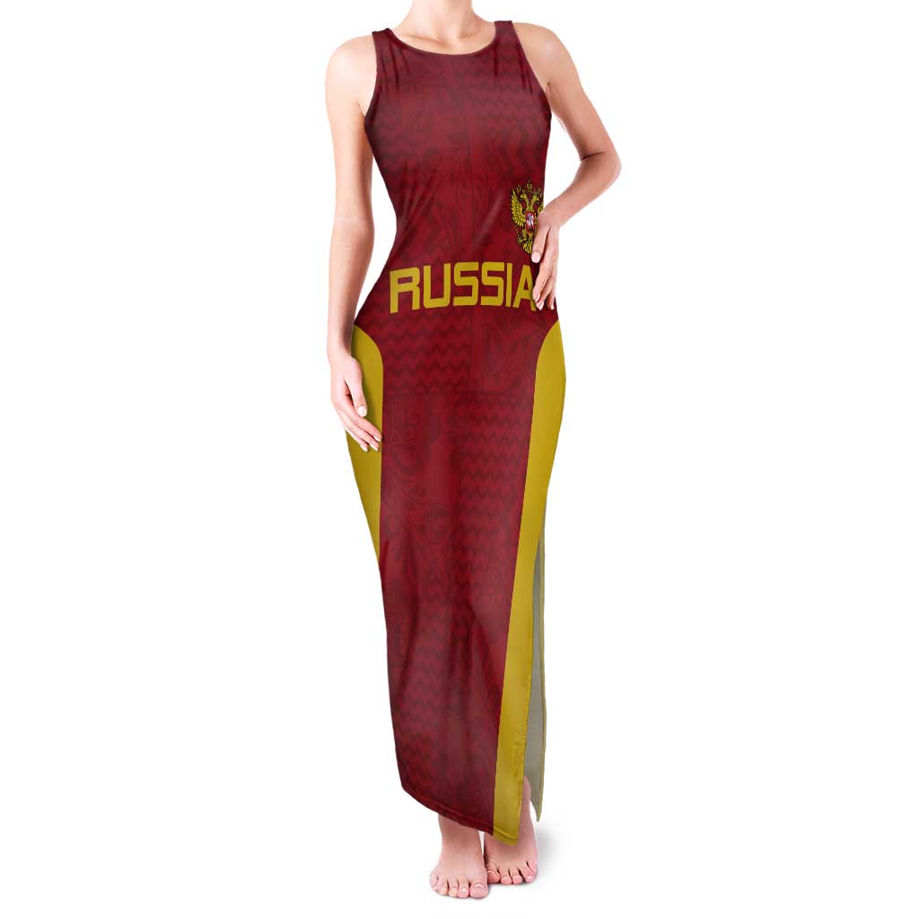 Custom Russia Football Tank Maxi Dress Nashi Parni Khokhloma Style - Red - Wonder Print Shop