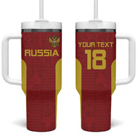 Custom Russia Football Tumbler With Handle Nashi Parni Khokhloma Style - Red - Wonder Print Shop