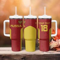 Custom Russia Football Tumbler With Handle Nashi Parni Khokhloma Style - Red - Wonder Print Shop