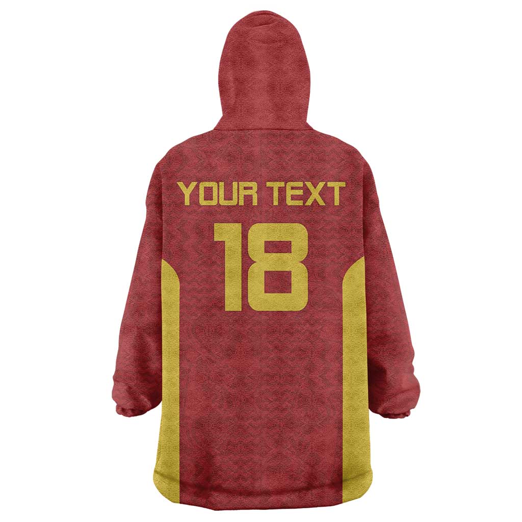 Custom Russia Football Wearable Blanket Hoodie Nashi Parni Khokhloma Style - Red - Wonder Print Shop