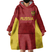 Custom Russia Football Wearable Blanket Hoodie Nashi Parni Khokhloma Style - Red - Wonder Print Shop