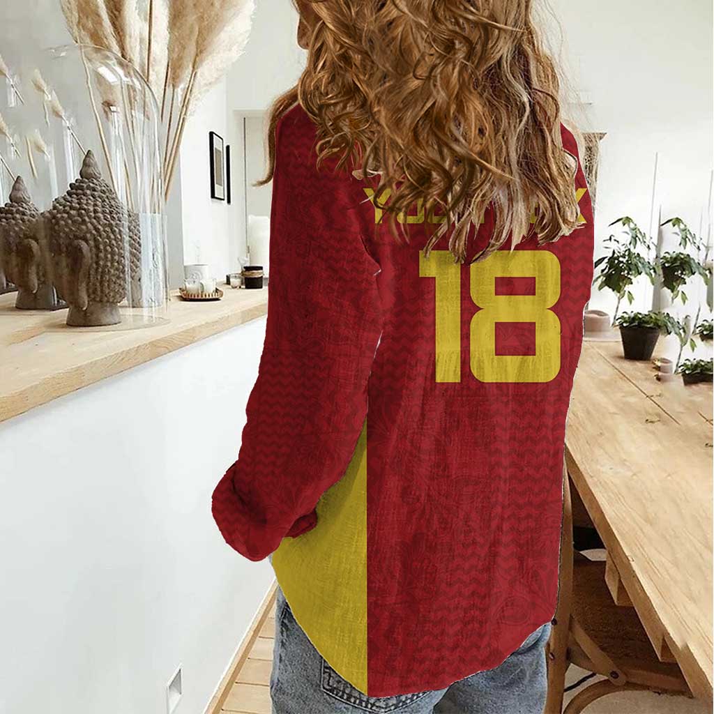 Custom Russia Football Women Casual Shirt Nashi Parni Khokhloma Style - Red - Wonder Print Shop