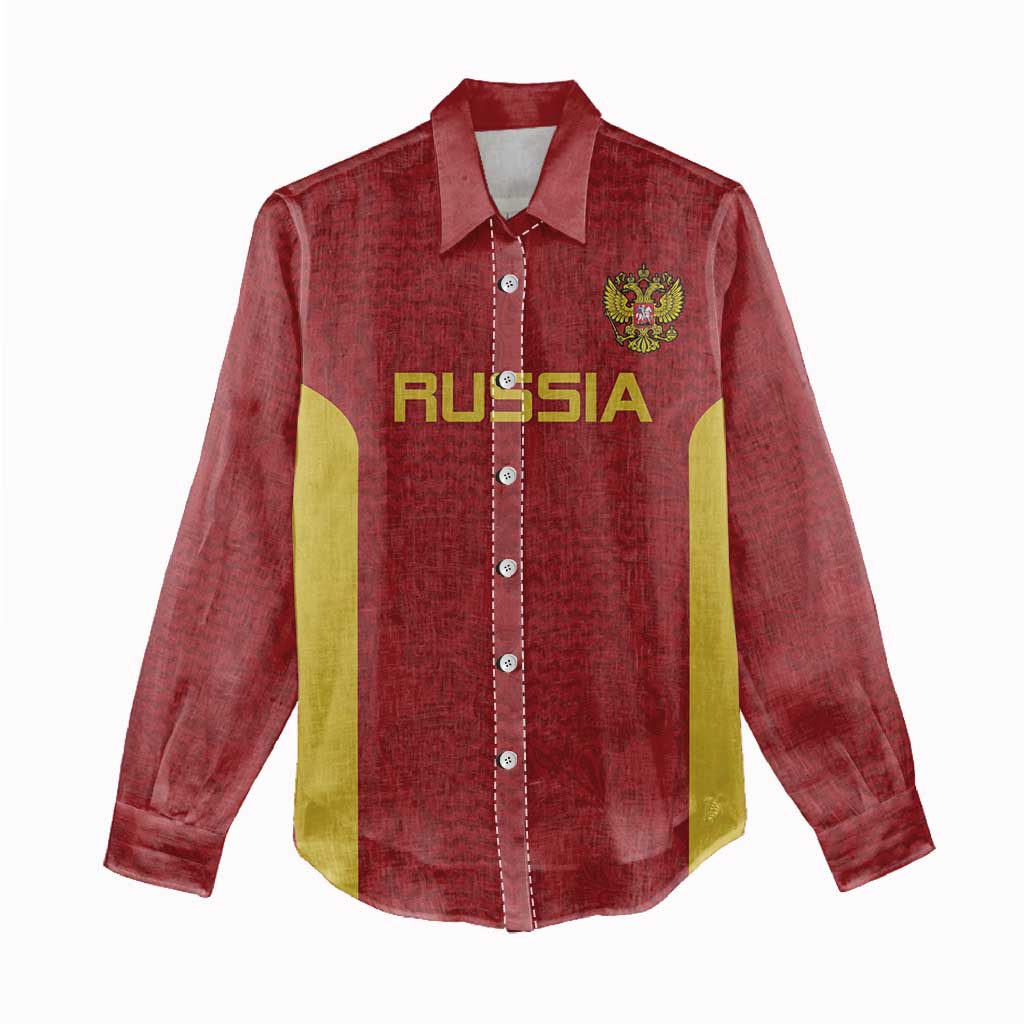 Custom Russia Football Women Casual Shirt Nashi Parni Khokhloma Style - Red - Wonder Print Shop