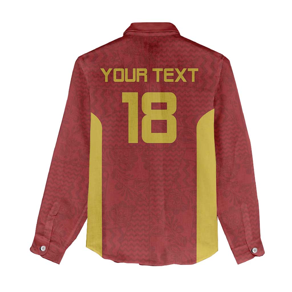 Custom Russia Football Women Casual Shirt Nashi Parni Khokhloma Style - Red - Wonder Print Shop