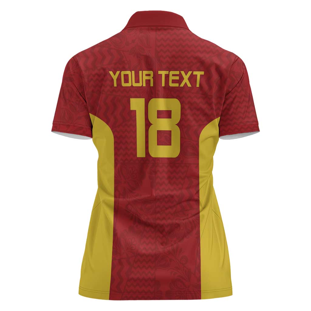 Custom Russia Football Women Polo Shirt Nashi Parni Khokhloma Style - Red - Wonder Print Shop