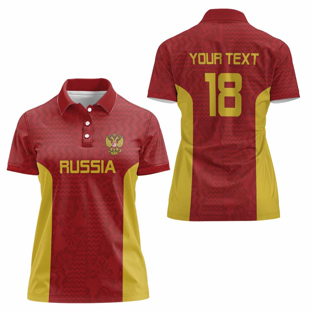 Custom Russia Football Women Polo Shirt Nashi Parni Khokhloma Style - Red - Wonder Print Shop