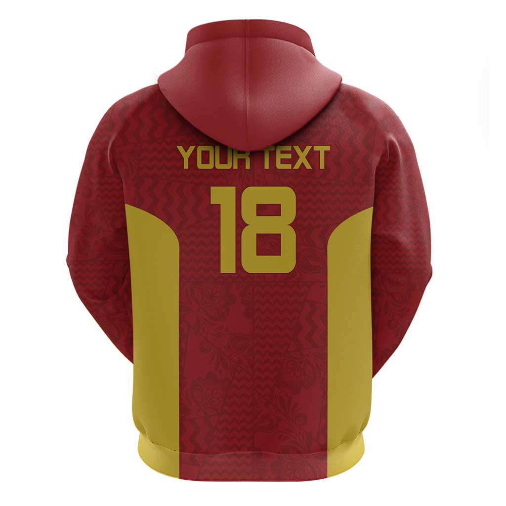 Custom Russia Football Zip Hoodie Nashi Parni Khokhloma Style - Red - Wonder Print Shop