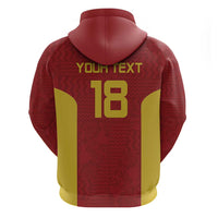 Custom Russia Football Zip Hoodie Nashi Parni Khokhloma Style - Red - Wonder Print Shop