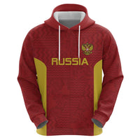 Custom Russia Football Zip Hoodie Nashi Parni Khokhloma Style - Red - Wonder Print Shop