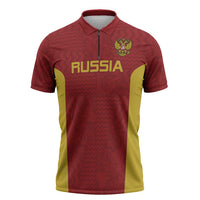 Custom Russia Football Zipper Polo Shirt Nashi Parni Khokhloma Style - Red - Wonder Print Shop