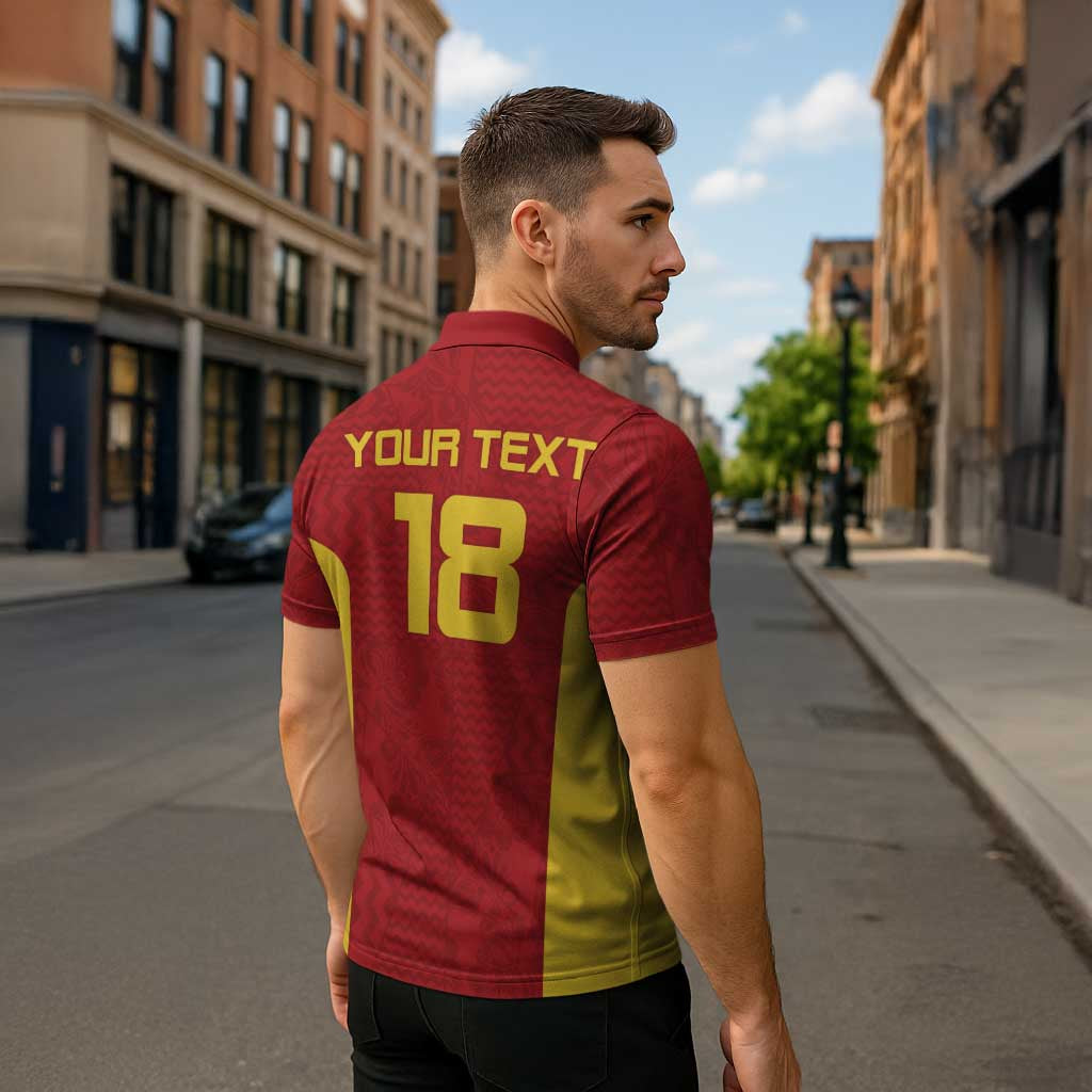 Custom Russia Football Zipper Polo Shirt Nashi Parni Khokhloma Style - Red - Wonder Print Shop