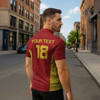 Custom Russia Football Zipper Polo Shirt Nashi Parni Khokhloma Style - Red - Wonder Print Shop