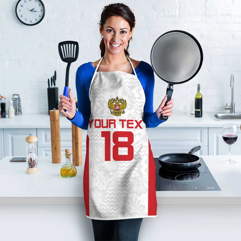 Custom Russia Football Apron Nashi Parni Khokhloma Style - White - Wonder Print Shop