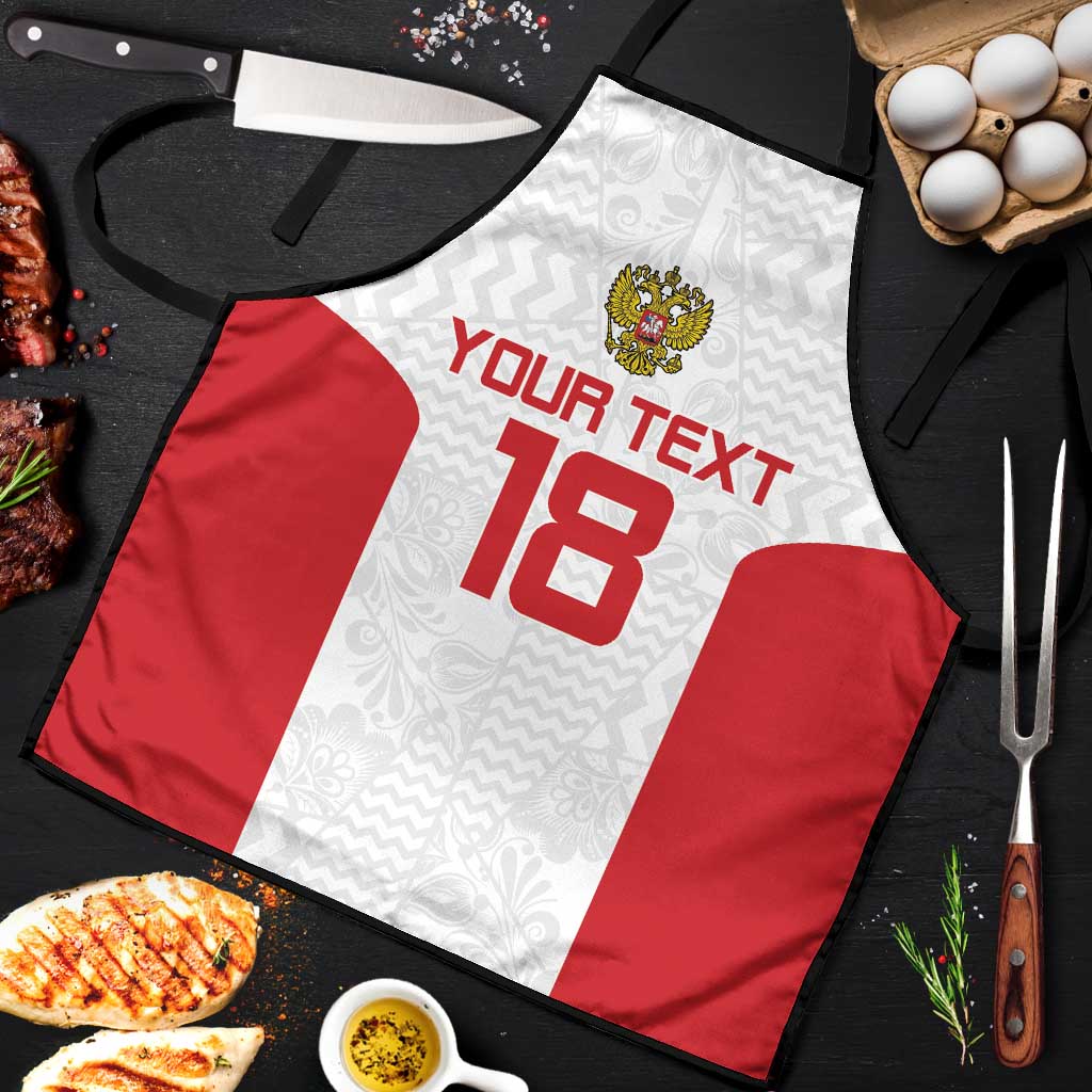 Custom Russia Football Apron Nashi Parni Khokhloma Style - White - Wonder Print Shop