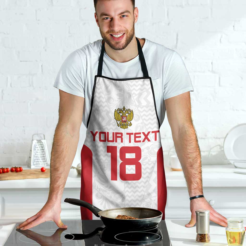 Custom Russia Football Apron Nashi Parni Khokhloma Style - White - Wonder Print Shop