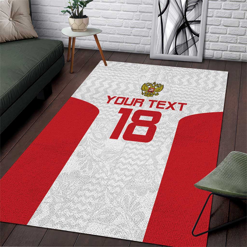 Custom Russia Football Area Rug Nashi Parni Khokhloma Style - White - Wonder Print Shop