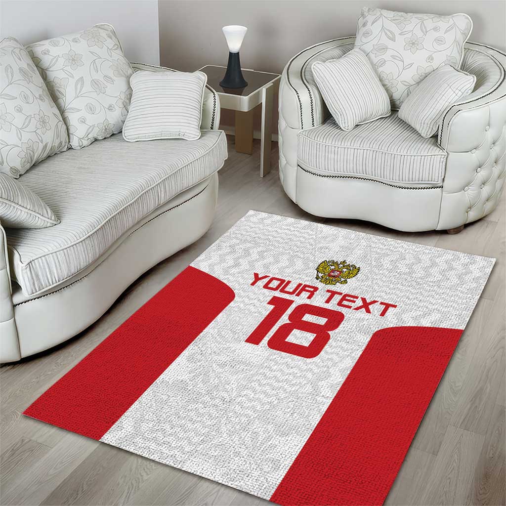 Custom Russia Football Area Rug Nashi Parni Khokhloma Style - White - Wonder Print Shop