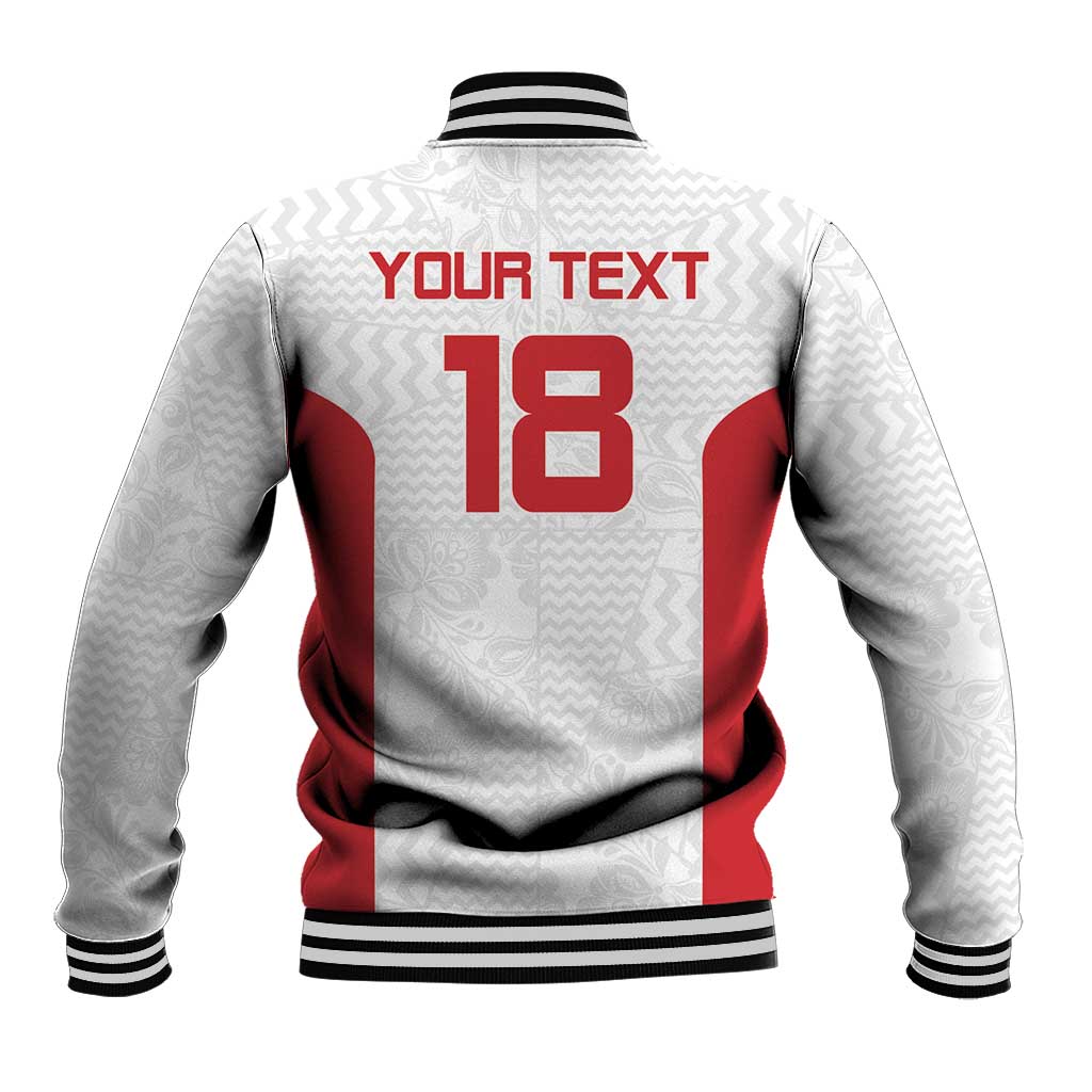 Custom Russia Football Baseball Jacket Nashi Parni Khokhloma Style - White - Wonder Print Shop