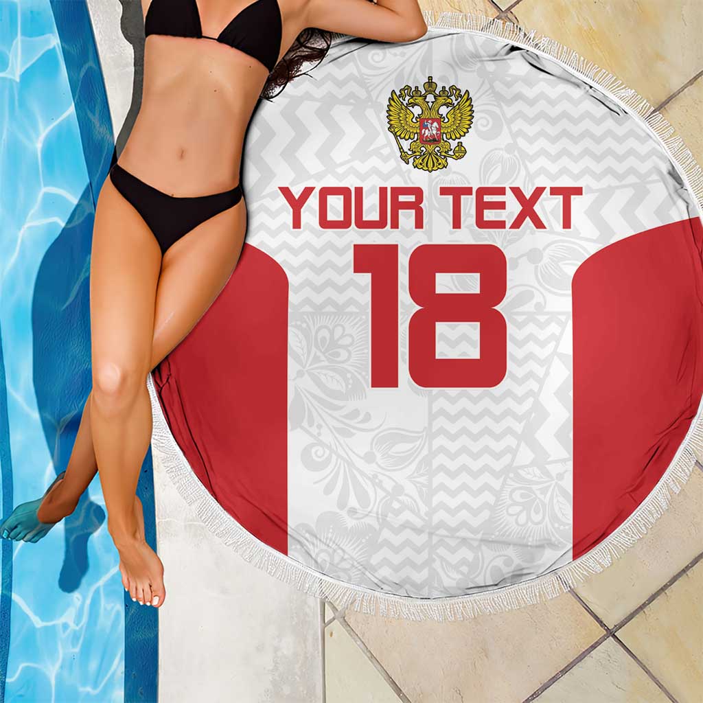Custom Russia Football Beach Blanket Nashi Parni Khokhloma Style - White - Wonder Print Shop