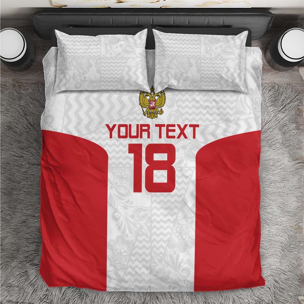 Custom Russia Football Bedding Set Nashi Parni Khokhloma Style - White - Wonder Print Shop