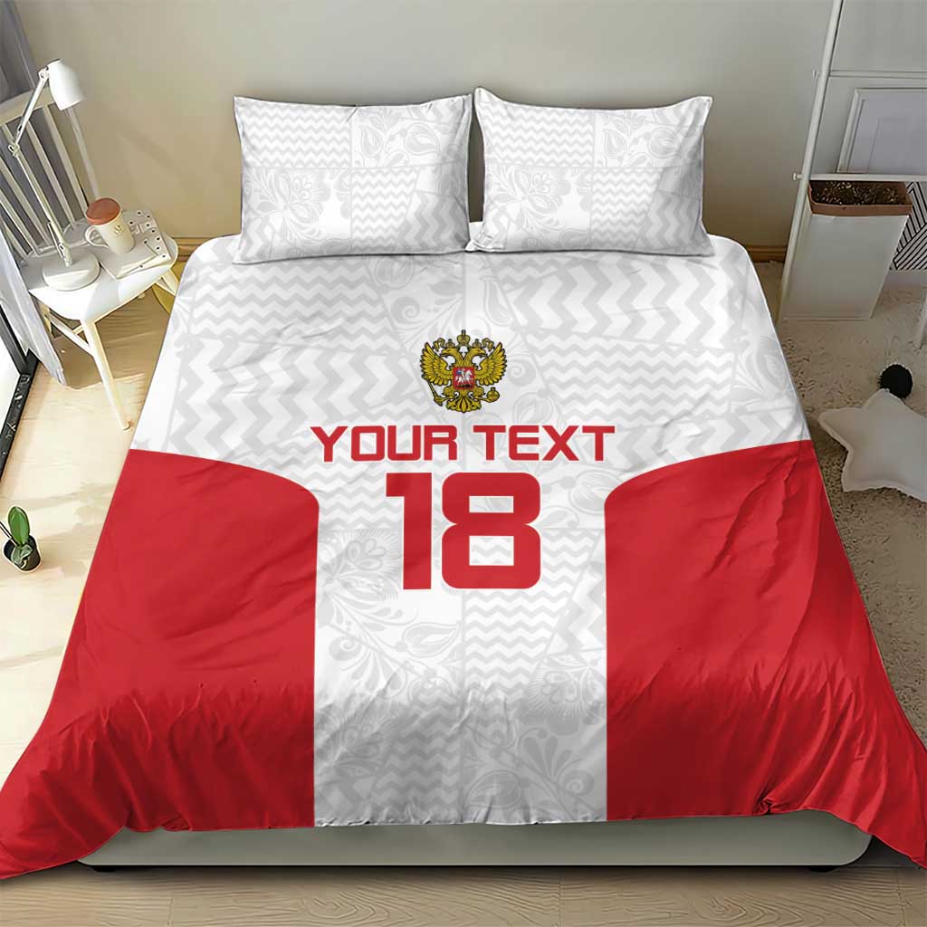 Custom Russia Football Bedding Set Nashi Parni Khokhloma Style - White - Wonder Print Shop