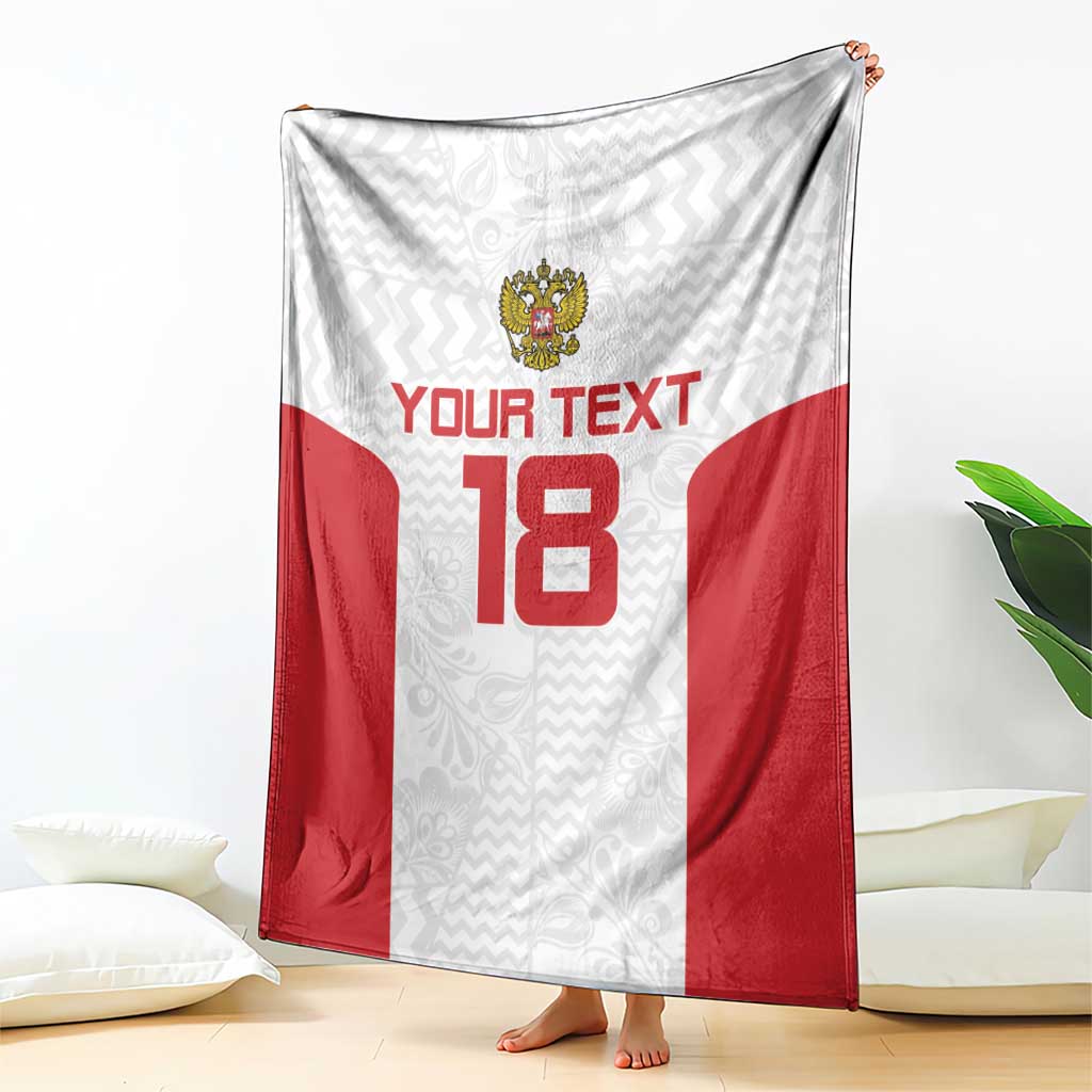 Custom Russia Football Blanket Nashi Parni Khokhloma Style - White - Wonder Print Shop