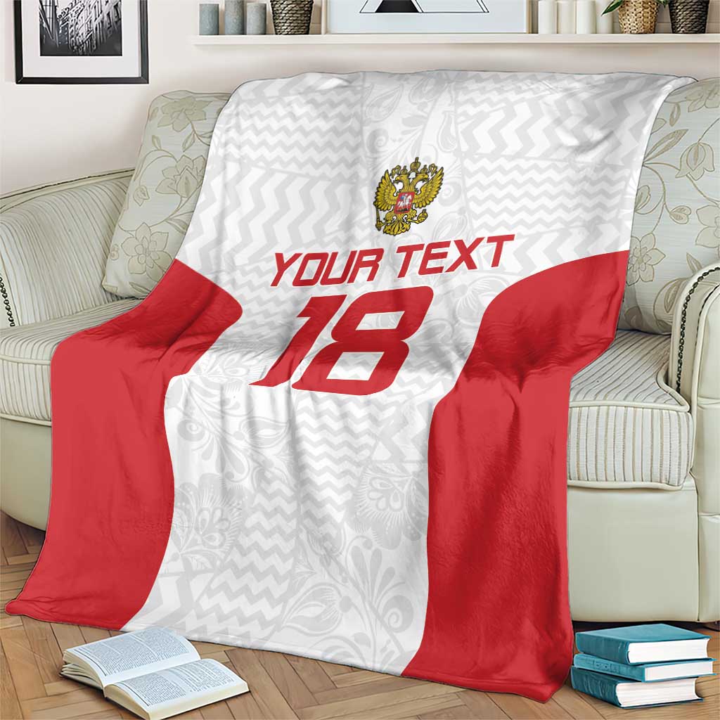 Custom Russia Football Blanket Nashi Parni Khokhloma Style - White - Wonder Print Shop