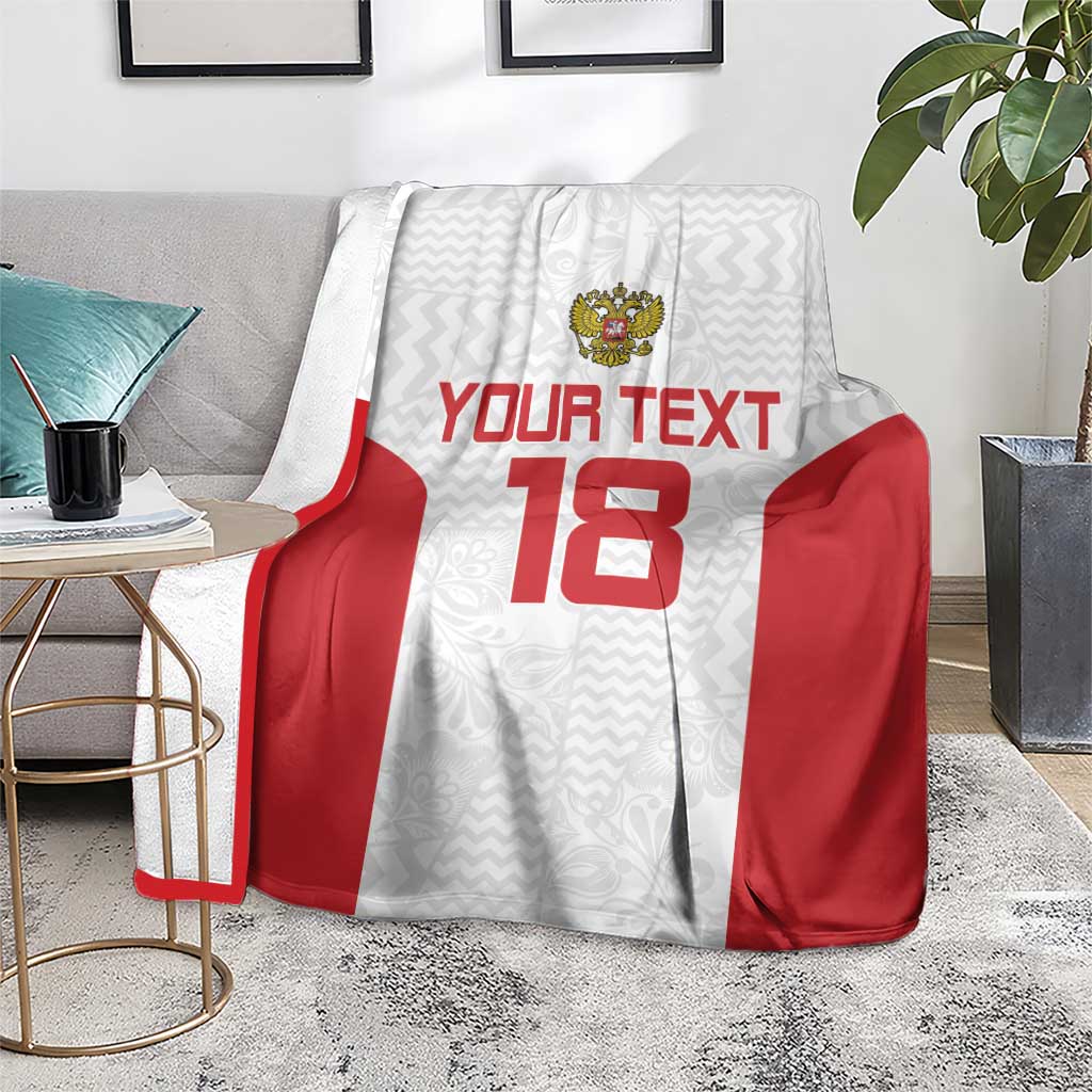 Custom Russia Football Blanket Nashi Parni Khokhloma Style - White - Wonder Print Shop
